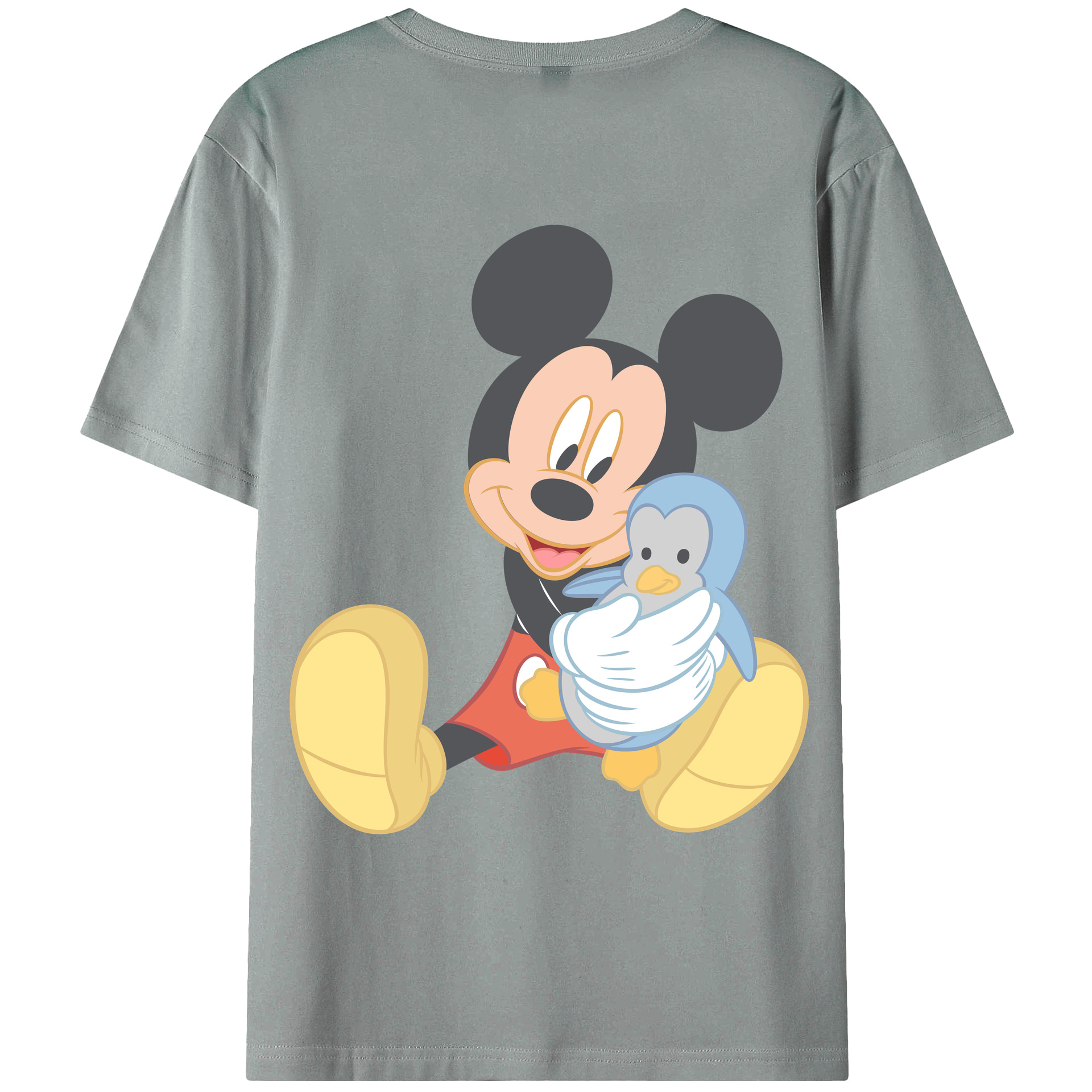 ミッキーマウス Mickey Mouse 綿100％ メンズ半袖Tシャツ（バックプリント） 通気性